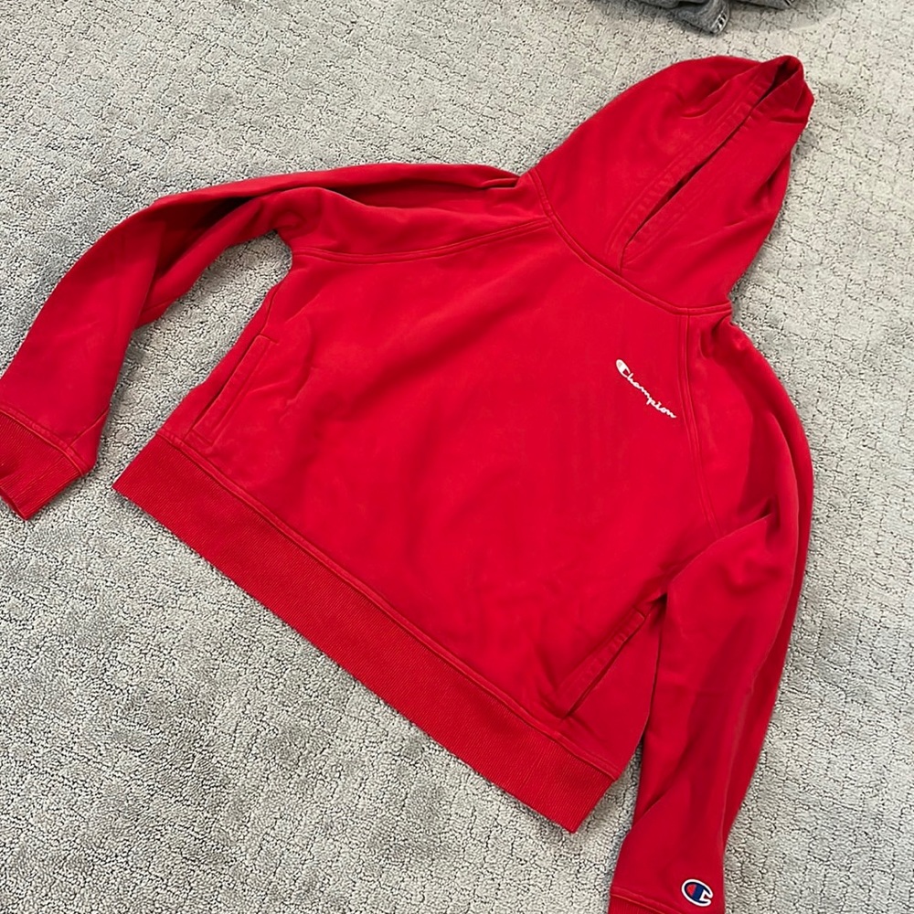 Red champion hoodie